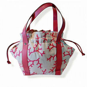 kate spade Pink Coral Pattern Canvas Tote with Pink Leather Straps